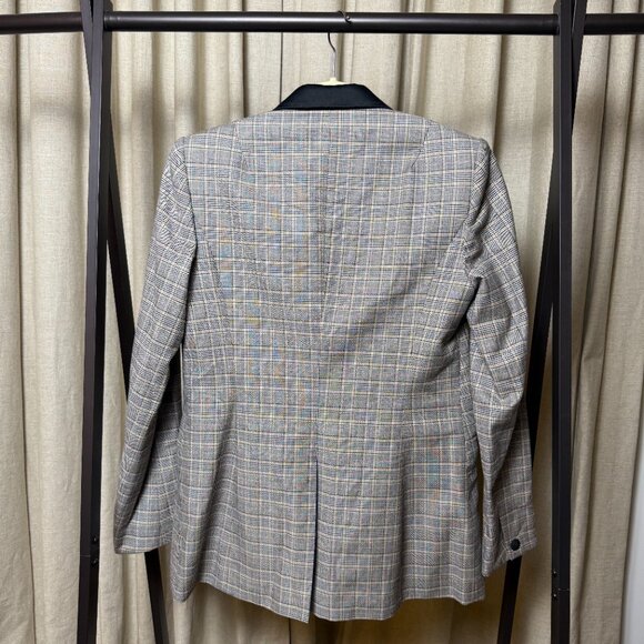 rag & bone | Size 6 | Ridley Plaid Wool Blazer with Leather and Wool Lapel - Picture 3 of 14